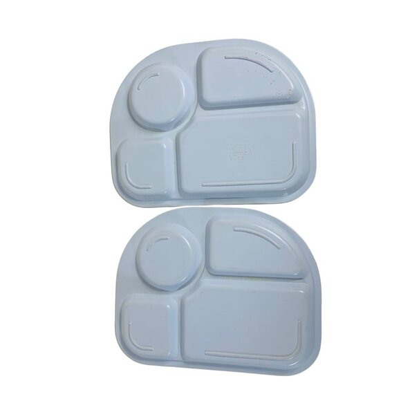 Toddler Set Of 2 Childrens Melamine Dinner Plates 4 Compartment Frog Bugs VTG - Picture 2 of 10